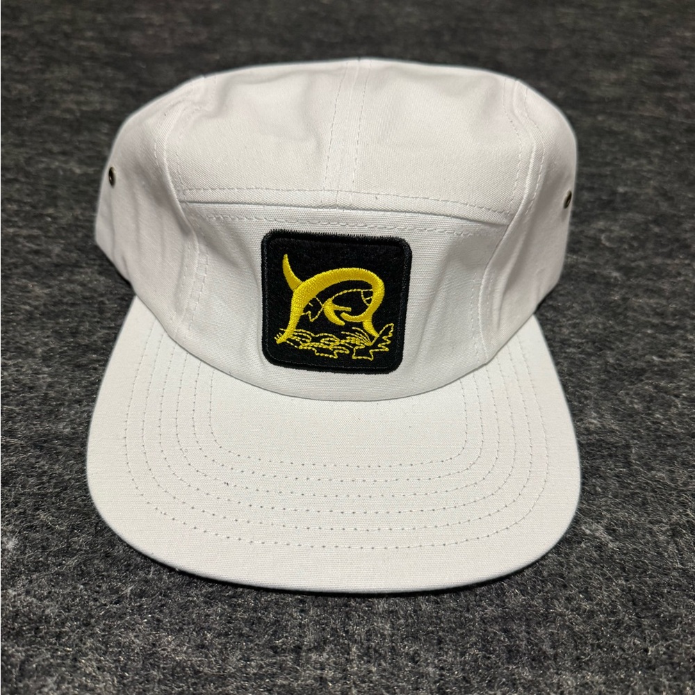 Marlin Fishing 5 Panel Short Bill Strapback Hat Cap Mens White Swordfish New